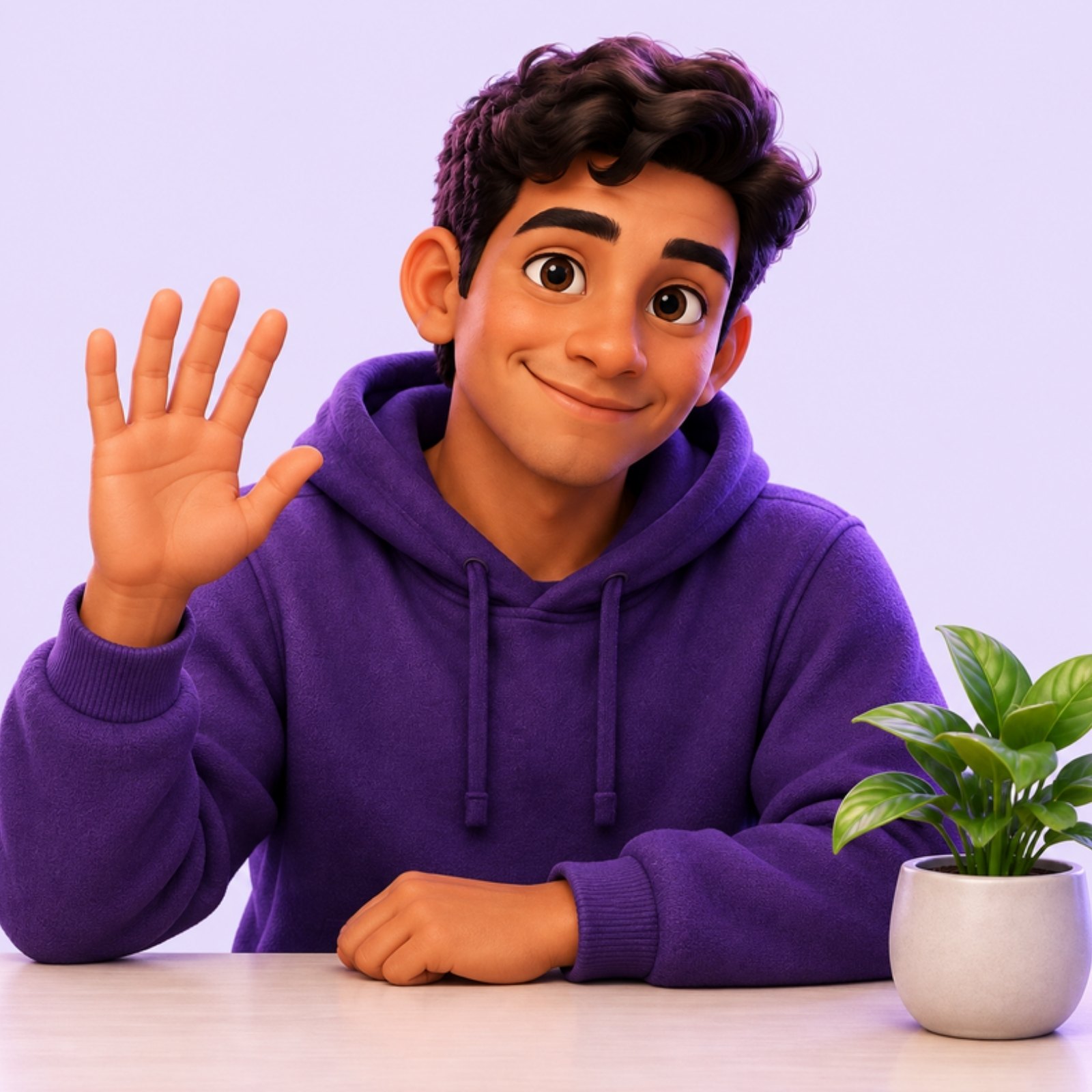 El mismo personaje saludando con la mano